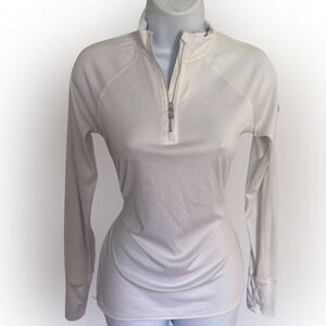 BAW pelican Bay Quarter Zip - S white , gray pelican bay on sleeve , nylon spa